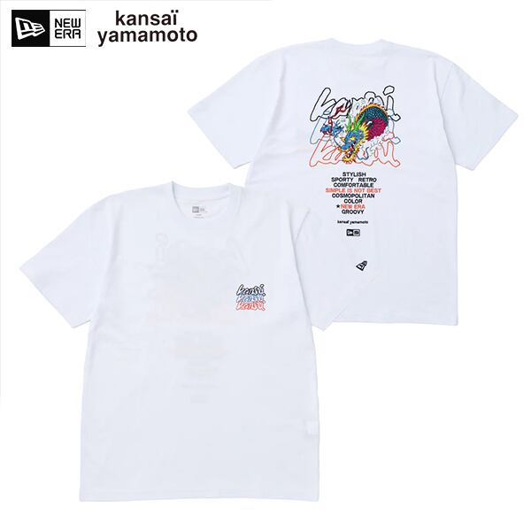 NEW ERA ニューエラ 14858848 半袖 コットン Tシャツ kansai yamamoto 龍 ホワイト