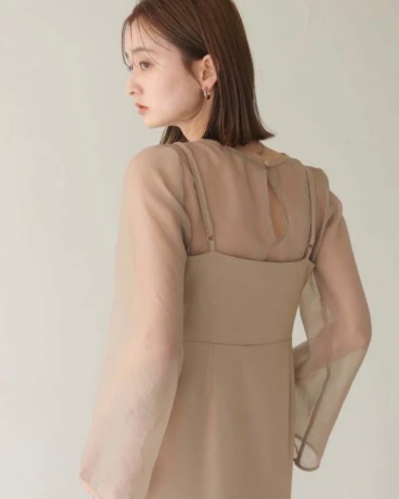 キャミワンピース シアートップスセット Beige | planet3rd キャミワンピース シアートップスセット Beige | planet3rd