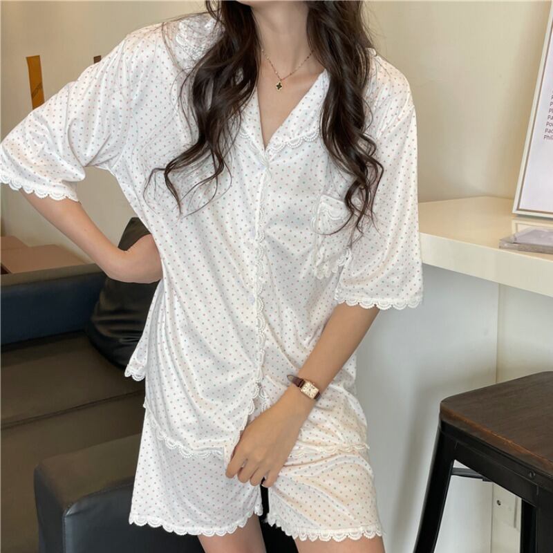 サマースタイルカラー水玉レースレディース 大人ガーリー スウィート キュート カジュアル 夏物 YY-ファッション79159657577