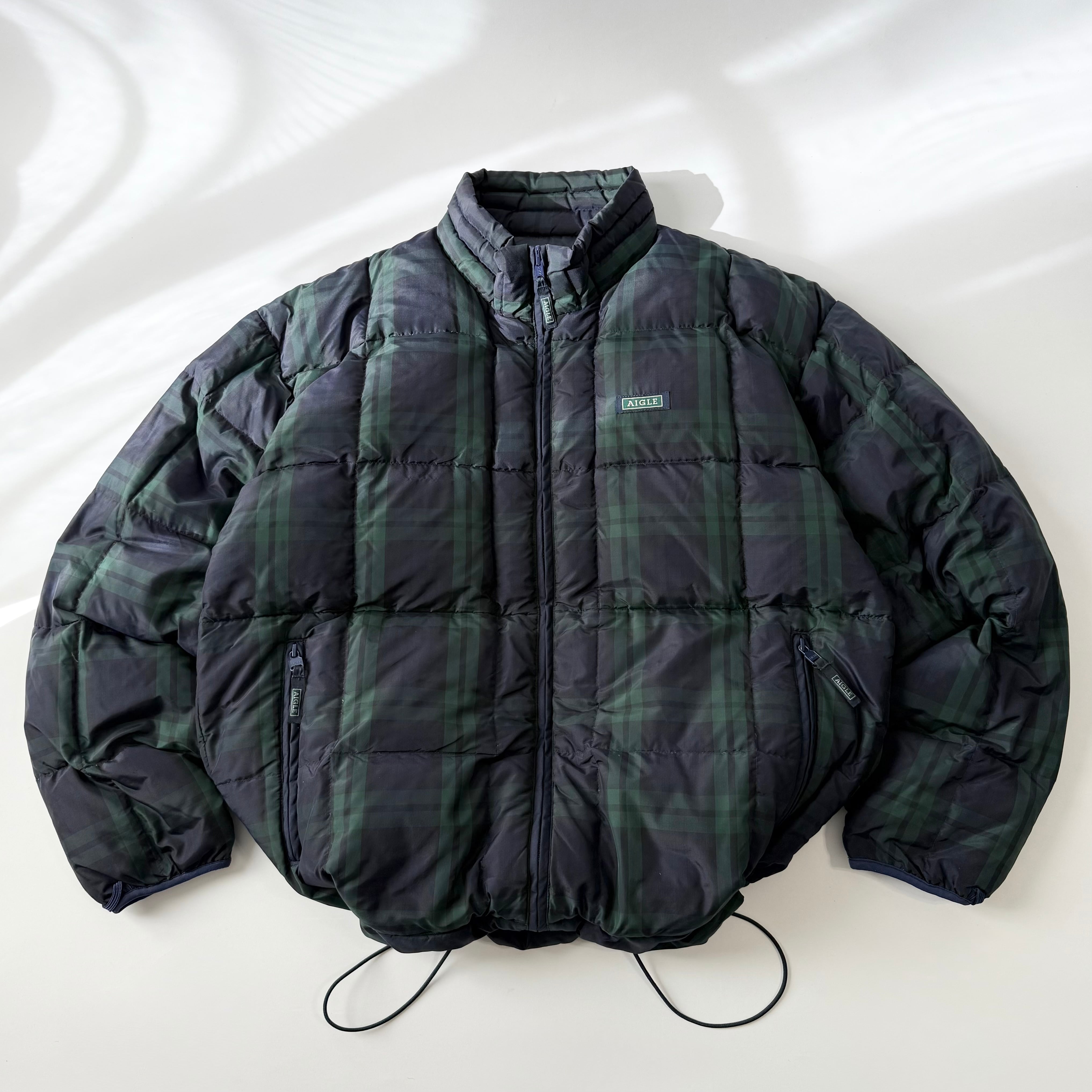 90s OLD STUSSY/Down Jacket/紺タグ/L/ダウンジャケット/刺繍ロゴ