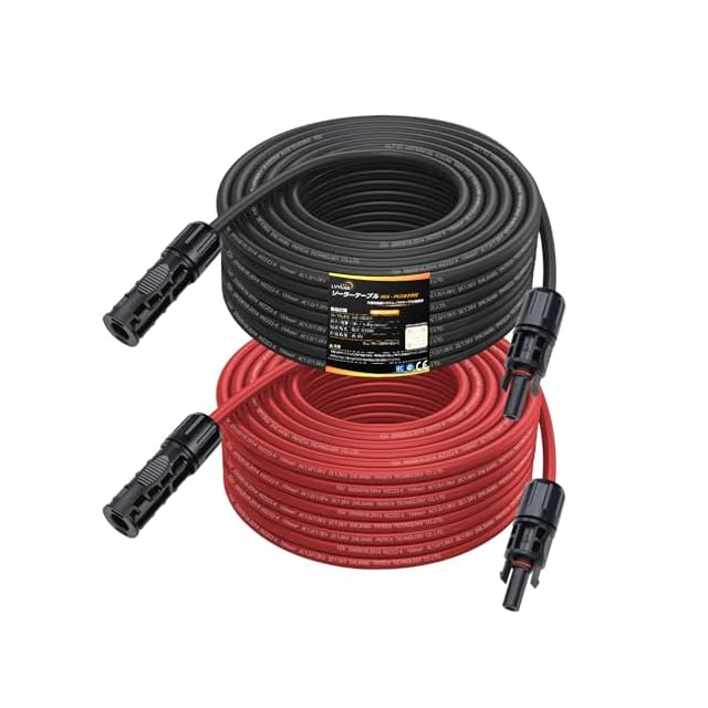 LVYUAN ソーラーケーブル 4sq 11AWG 長さ10m 最大電流約47A 最大電圧