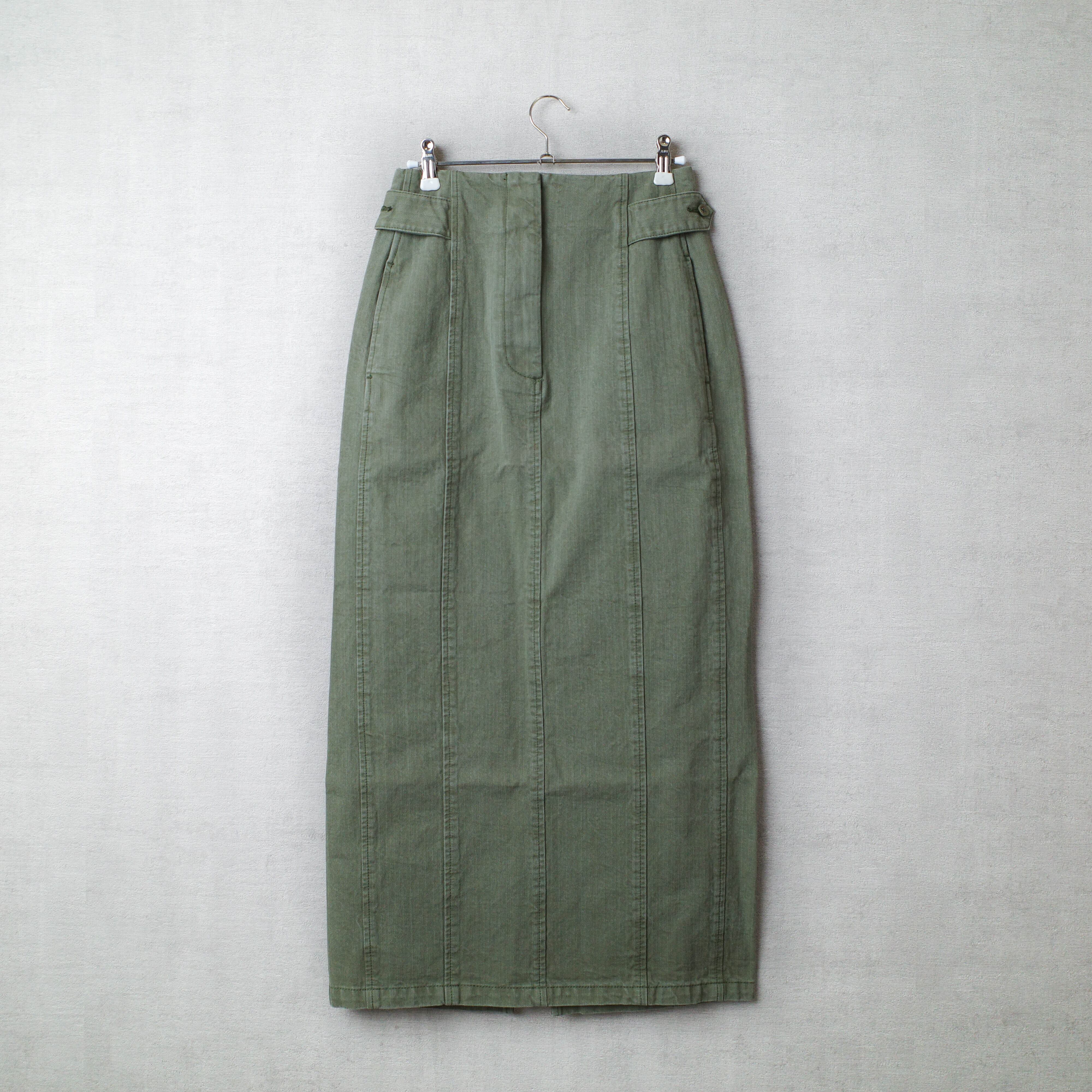 [NEW] BLACK by MOUSSY	JAPAN MADE HERRINGBONE PENCIL SKIRT KHAKI　070BA311-0030