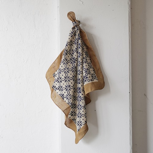 インドの草木染ブロックプリントバンダナ【39】