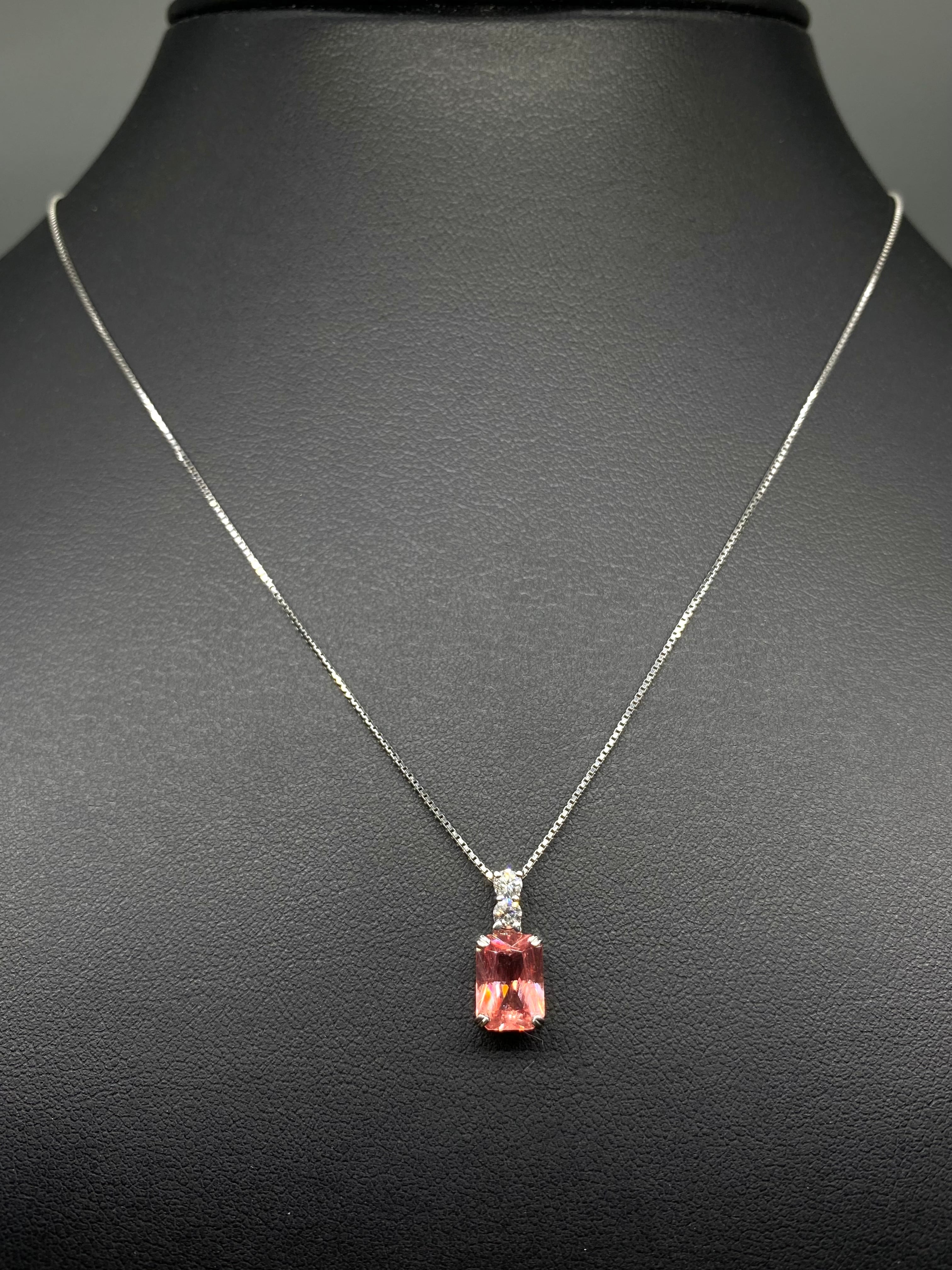 ロードクロサイト 1.58ct / ダイヤモンド 0.14ct Pt900/850 ネックレス