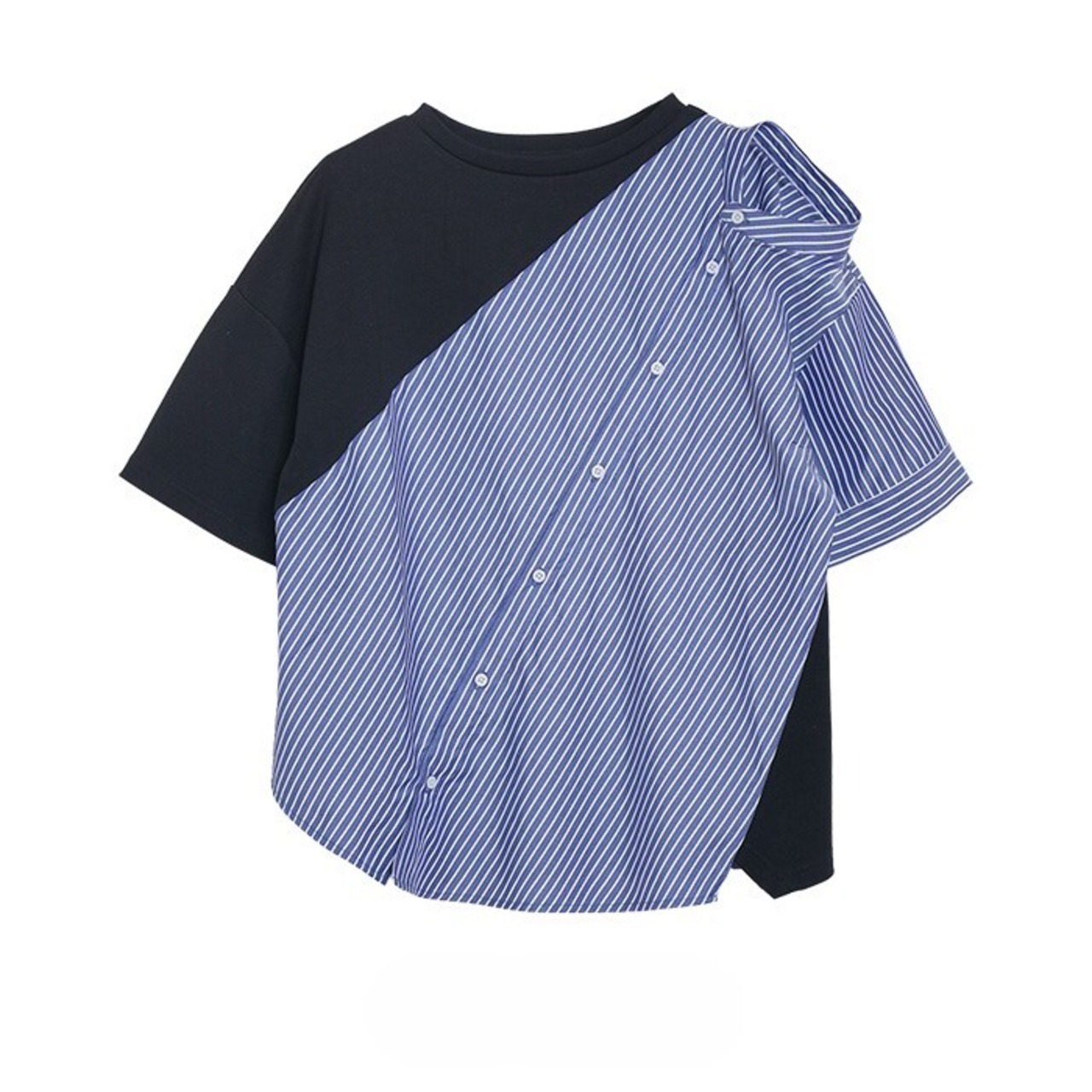 MMD104TEB シャツアシンメトリーTシャツ