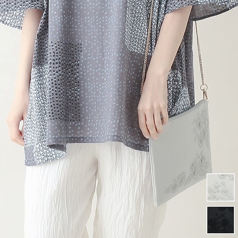 モノトーン花刺繍 ショルダーバッグ | 猫とイチオクノホシ