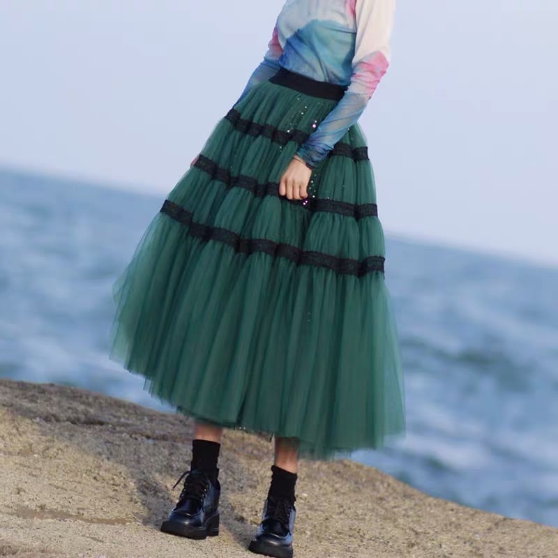 スカート 緑 ピンク 黒 ドット 水玉 スカート 水玉 ドット ベージュ