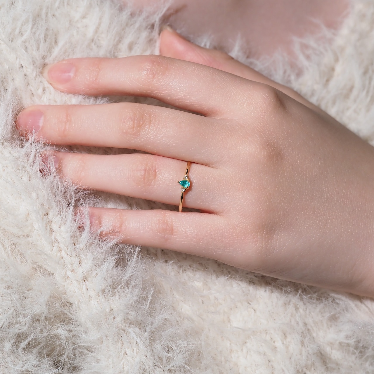 パライバトルマリン ブラジル産 リング 0.1ct D0.02ct k18 CGL産地鑑別所付き