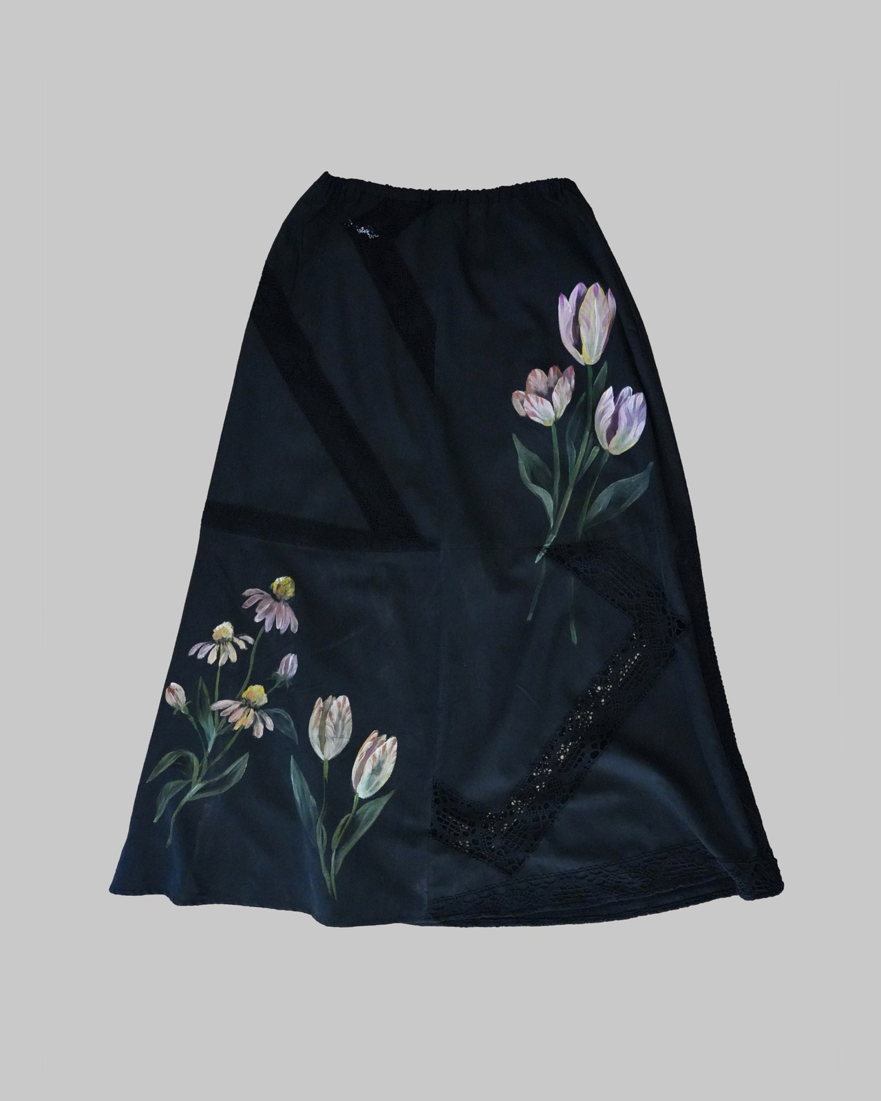 vintage lace skirt purple pansy