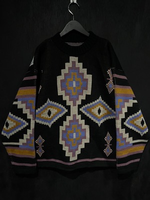 【WEAPON VINTAGE】Beautiful Native Pattern Vintage Loose Knit