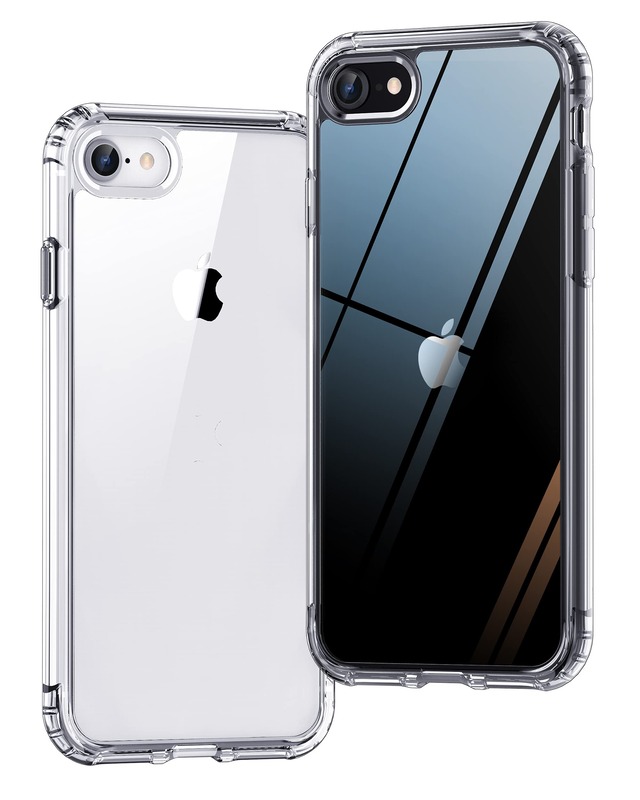 ONES iPhone SE3 SE2 SE 8 7 HD超透明 ハード ケース 米軍MIL規格 エアバッグ 超耐衝撃 レンズ保護 画面保護 「 強化PC保護板 ✚ 衝撃吸収シリコンバンパー 」 Qiワイヤレス充電 傷防止 滑り止め 超軽量 持ちやすい 黄ばみ防止 クリア カバー