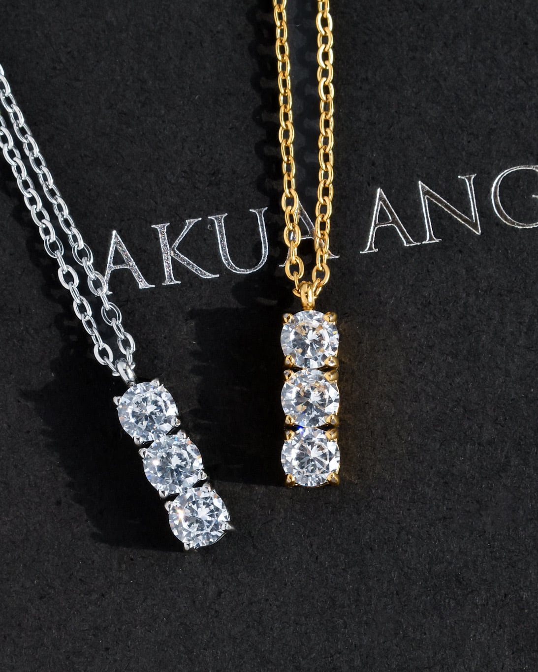 luxury tennis triple zirconia necklace stainless steel ・N55