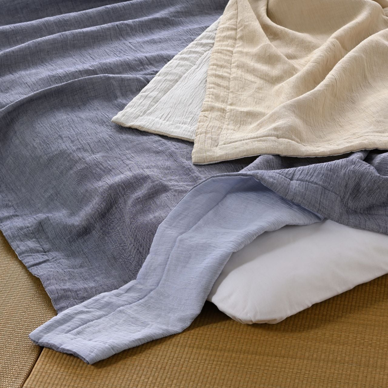 近江ちぢみ 本麻ケット【極涼～ごくりょう～】 お腹掛けに最適・ハーフ