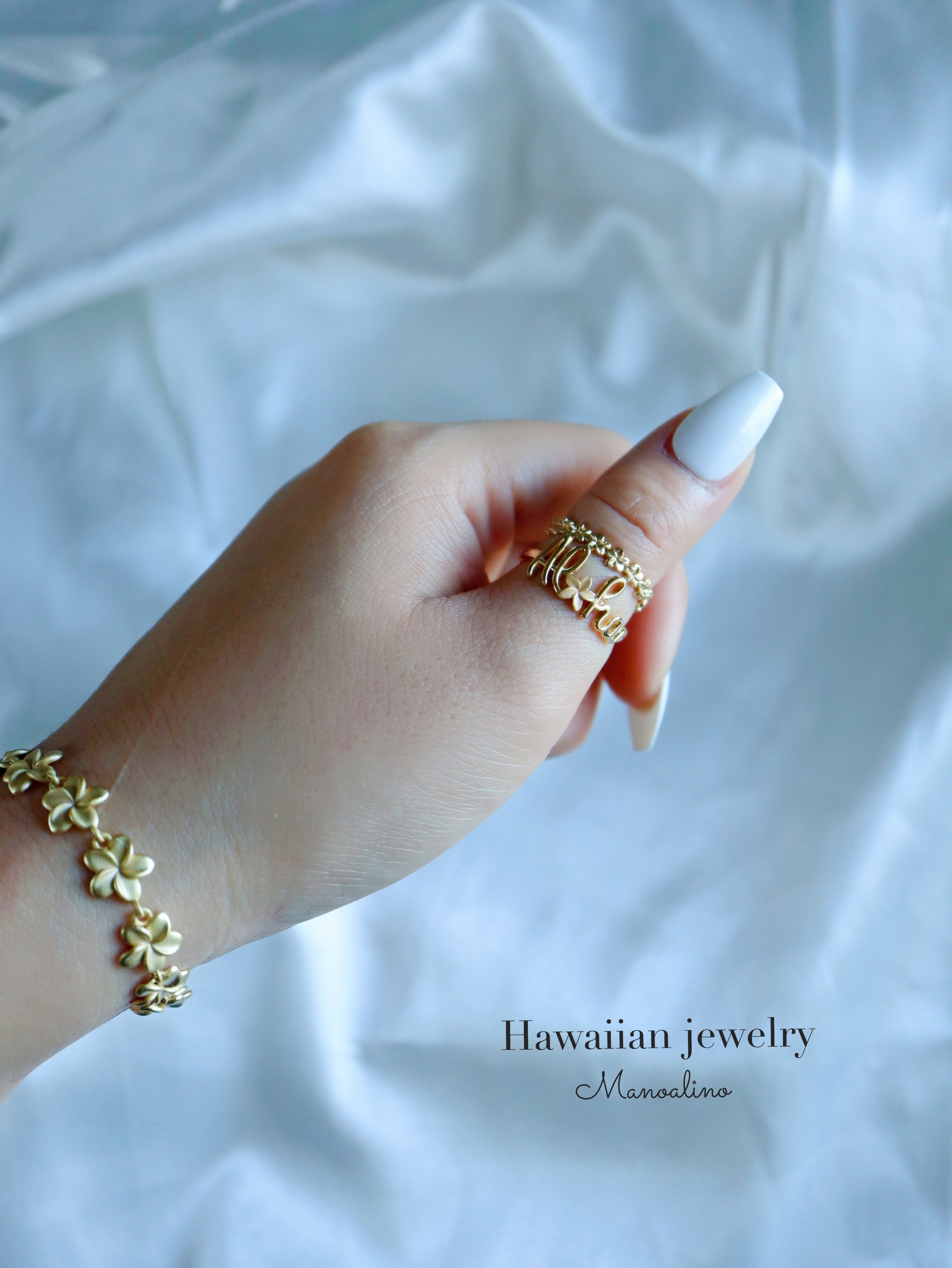 Aloha×Plumeria ring Hawaiian jewelry(Aloha×プルメリアリング、指輪