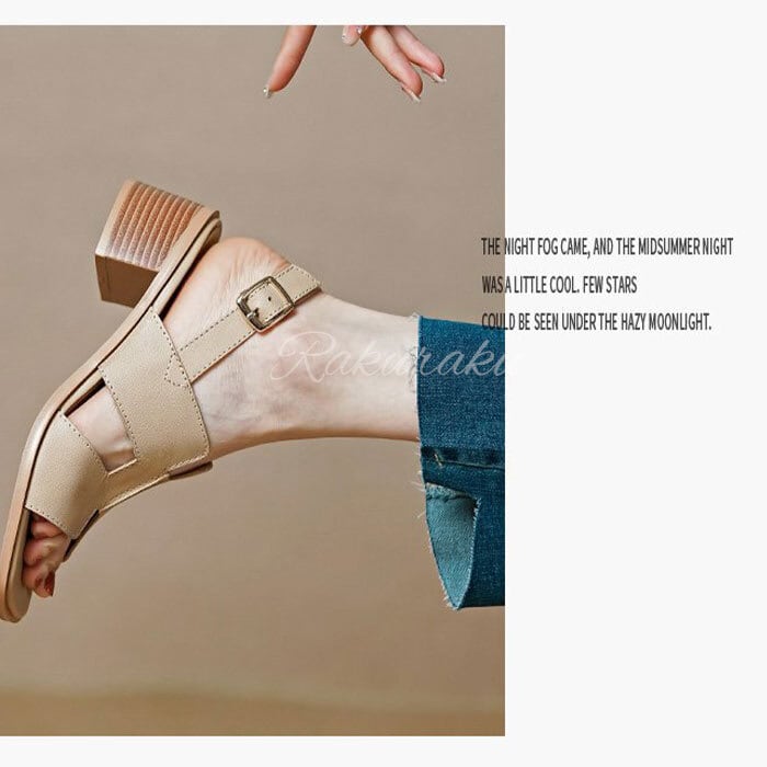 チャンキーヒールサンダル ヒール サンダル 厚底 外反母趾 5cm