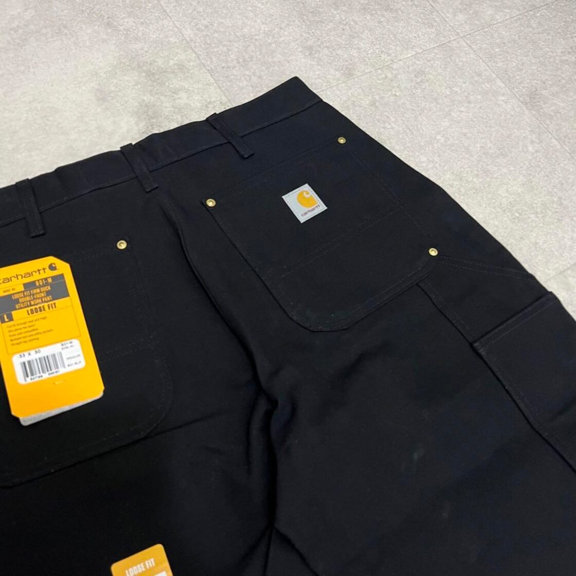 33×30 USA製 カーハート ダブルニー ブラック 未使用 デッドストック 