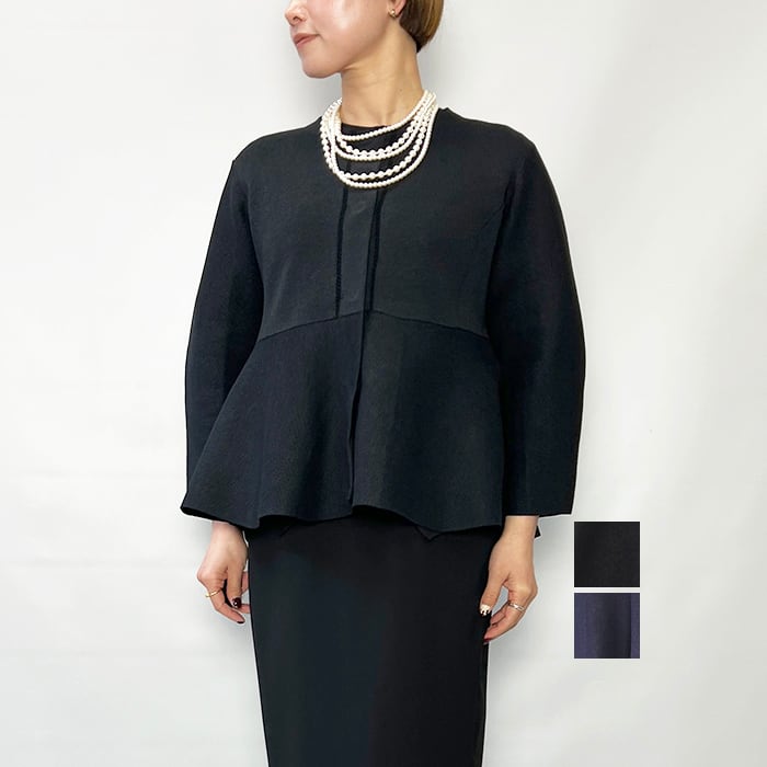 MARILYN MOON マリリンムーン paper knit embroidery peplum jacket