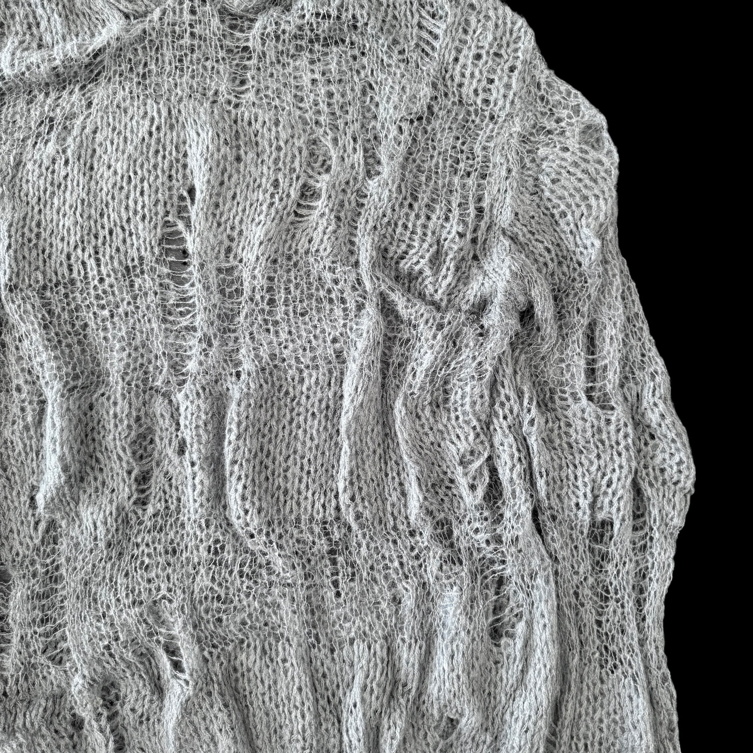 ダメージニットフーディー　GRAY