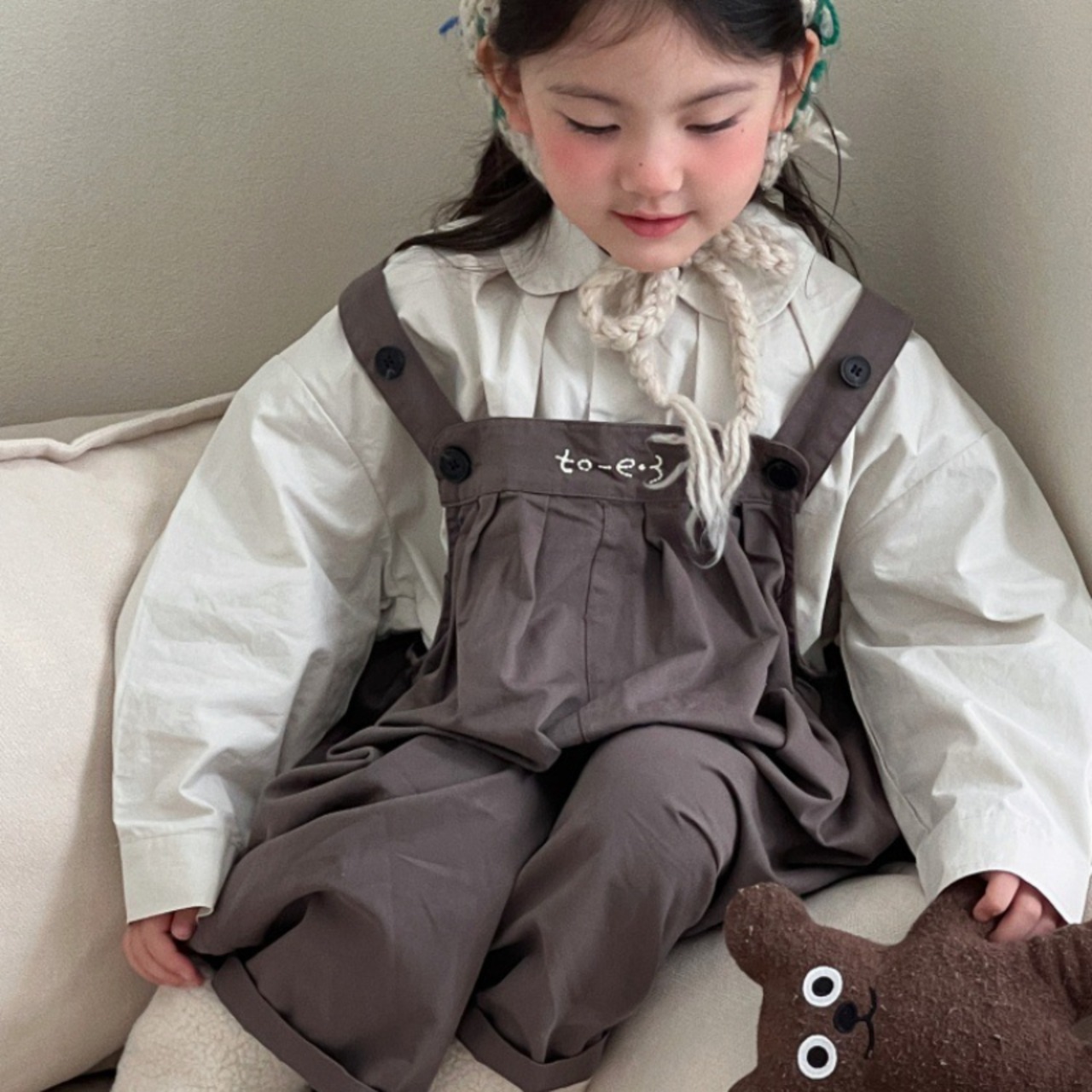 秋英字刺しゅうサロペット