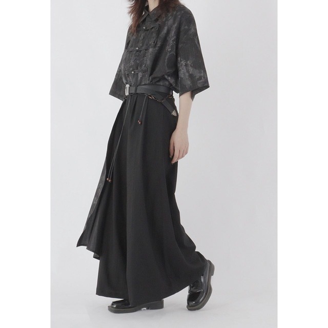 Zip-off overlay wide trousers C1157