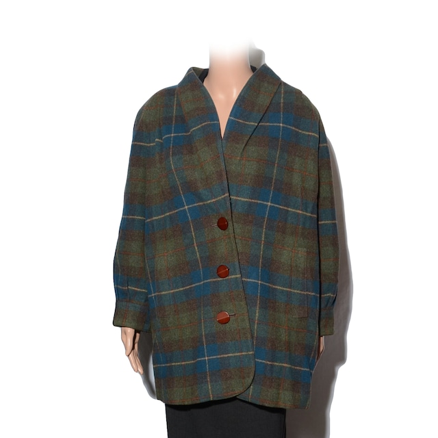 japanese  showa vintage   leilian     melton check oversized coat