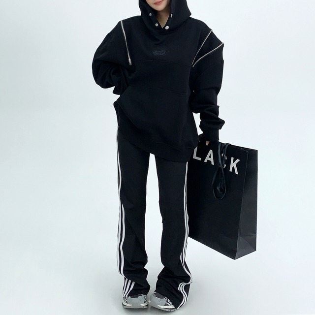 shoulder zipper design hoodie　ショルダージッパーデザインフーディー　J0576