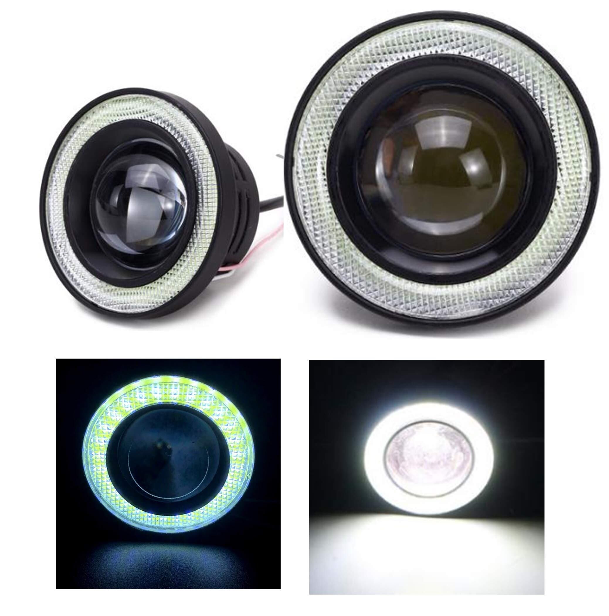 LED フォグランプ ホワイト発光 汎用 イカリング 付き 30w 高性能 COB 防水 左右 2個 セット (3.5インチ-89mm)