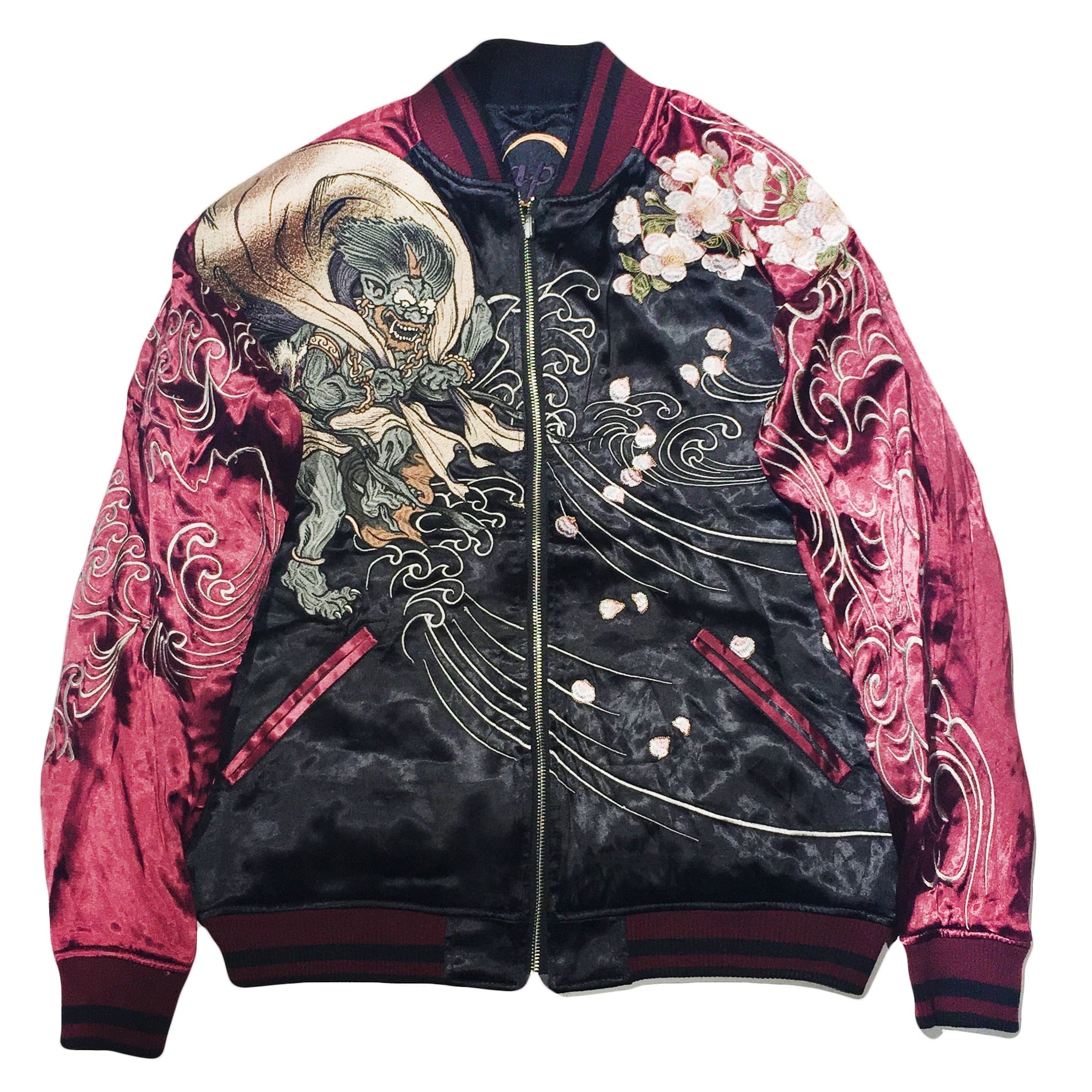 50s Japan Souvenir Jacket 50年代 スカジャン 別珍 ベロア 赤 鷹 虎 L