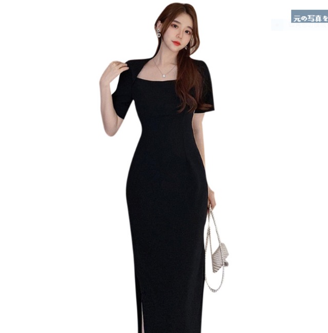 バックリボンワンピース ドレス 大人 きれい セクシー 背中 スリット スリム 上品 色気 代 30代 夏 リボン パーティー 婚活 Ma036 La Vie En Rose