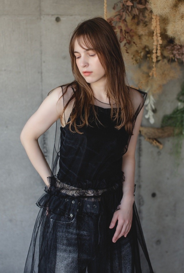 (select)チュールフリルワンピース