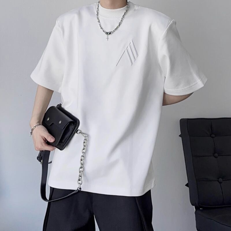 cotton logo embroidery oversized short sleeve t-shirt mr0681