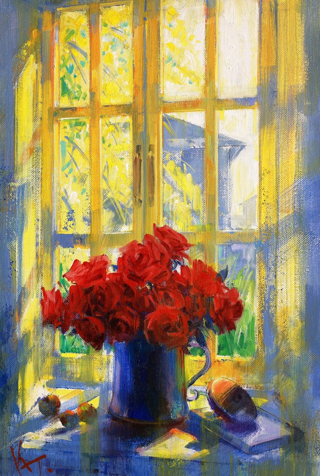 窓辺の赤いバラ -Red roses by the window-　P6