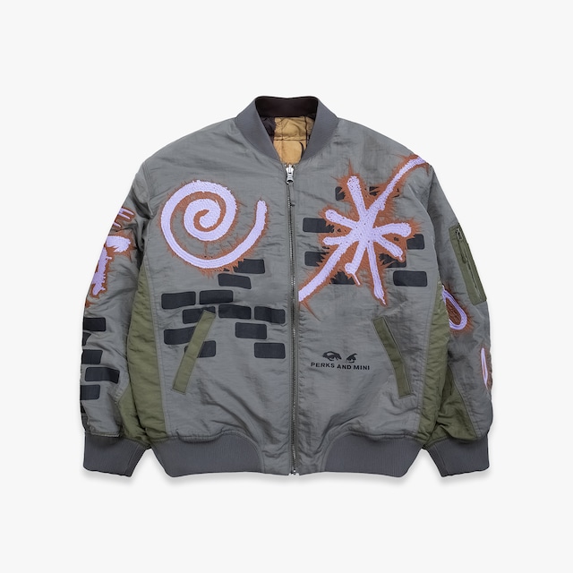 P.A.M. / PERKS AND MINI 26AW ADORNED REVERSIBLE BOMBER JACKET (DRABS)