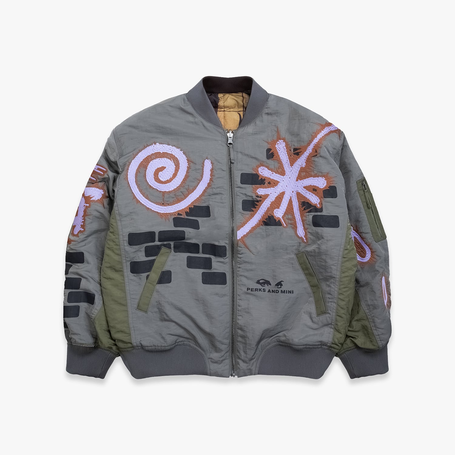 P.A.M. / PERKS AND MINI 26AW ADORNED REVERSIBLE BOMBER JACKET (DRABS)