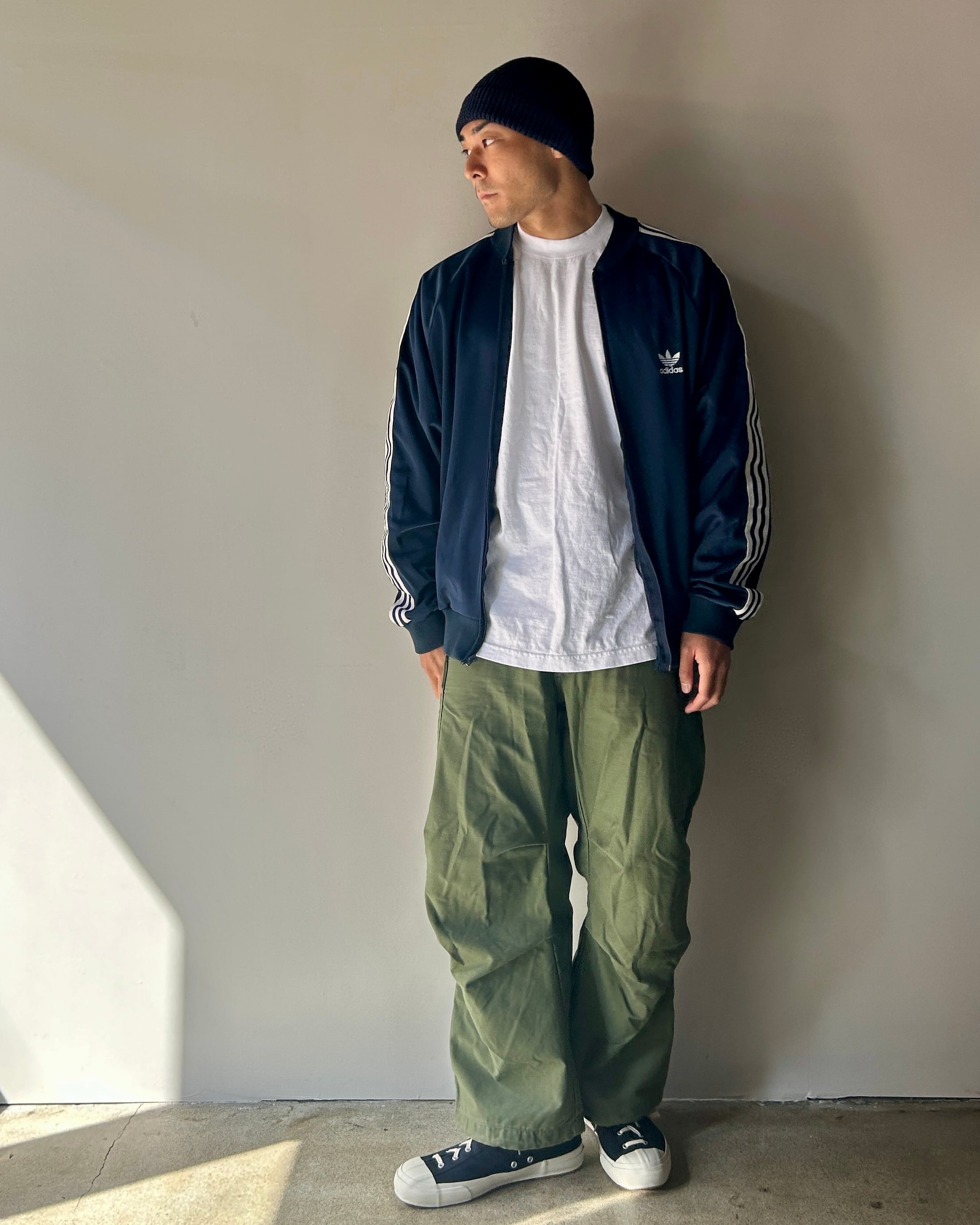 美品 M 90s adidas トラックジャケット アディダス ネイビー 紺色  