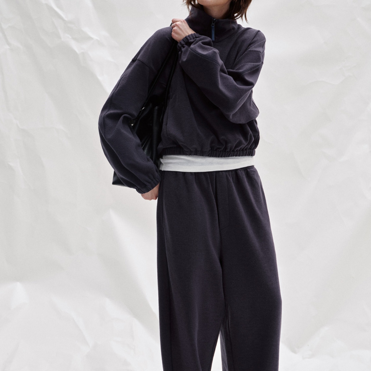 Cropped Zip-Up Sweat T0739