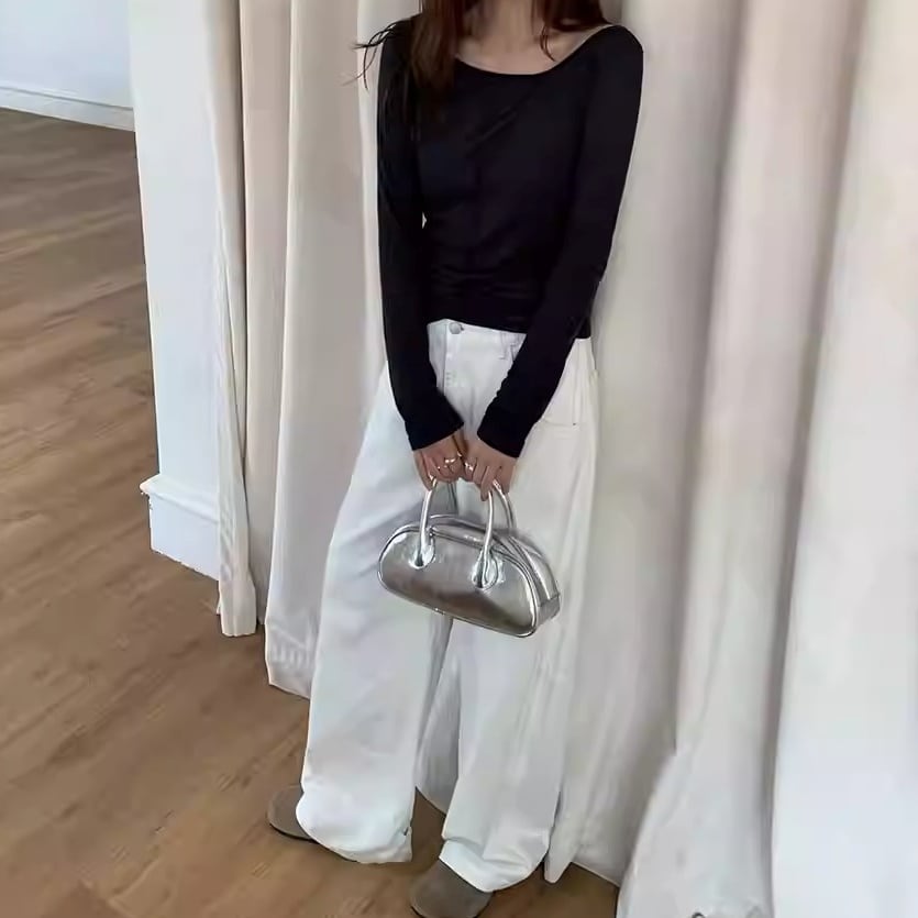 ワンショルダー風 ドロップショルダー 長袖 カットソー 2color ATO0056