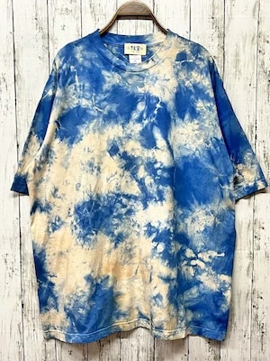 タイダイ染め Tie-dye ビッグシルエット Tシャツ　XLサイズ　インディゴブルー×ベージュ　Hippies Dye HD21-24