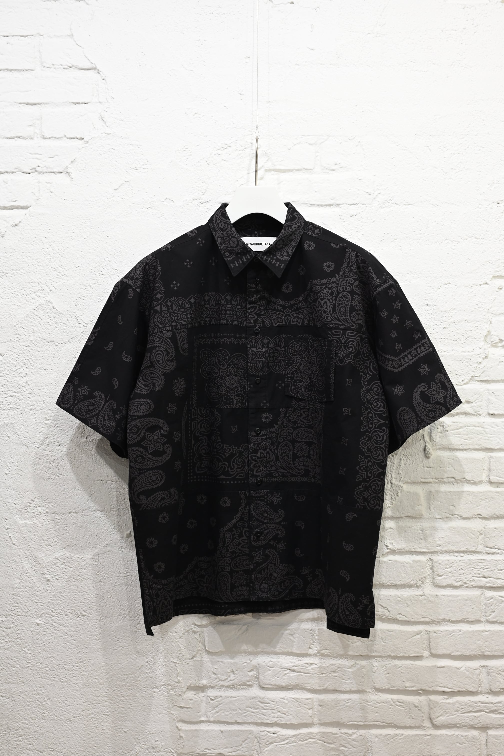 Bandana Short-sleeve Shirt c/# Black Dyed | MIYAGIHIDETAKA