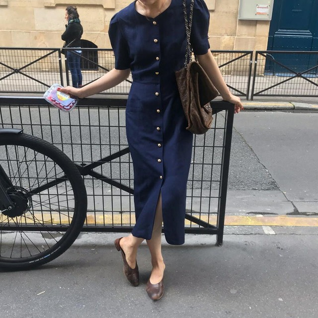 ワンピース 半袖 ミディアム丈 麻 綿 リネン コットン ホワイト ネイビー 春夏 きれいめ レディース  シャツ きれいめ オフィス カジュアル 韓国 通勤 ママ 20代 30代 40代 50代 60代 ナチュラル パーティー かわいい オフィス  上品 保護者会 ガーリー 無地 オフィスカジュアル 袖あり  低身長 OP-110KM