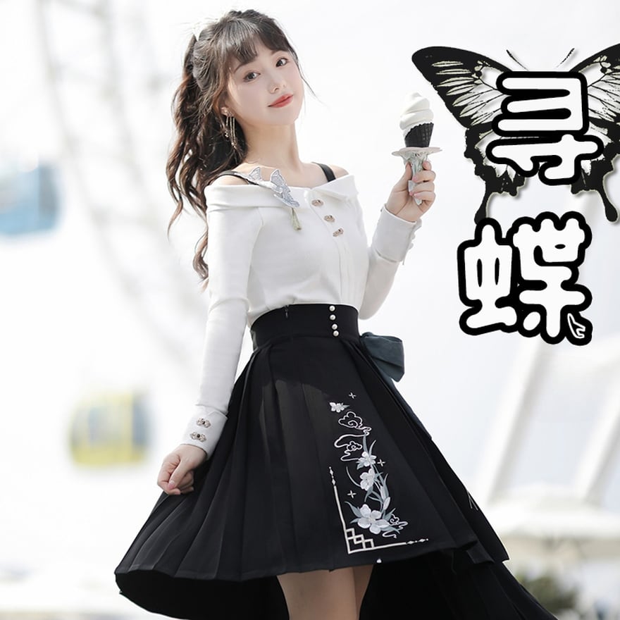 天使と悪魔 サブカル系 セットアップ チャイナ服 中華服 オフショル