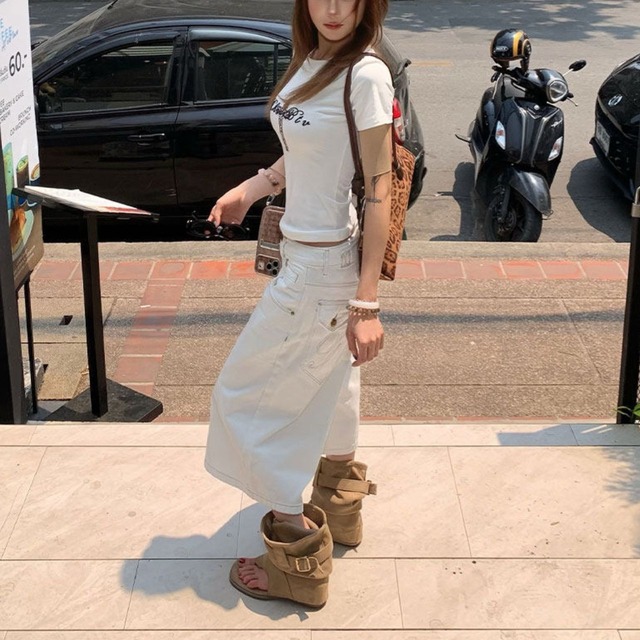モードラインカーブシルエットハーフデニムパンツ 1col   R02368