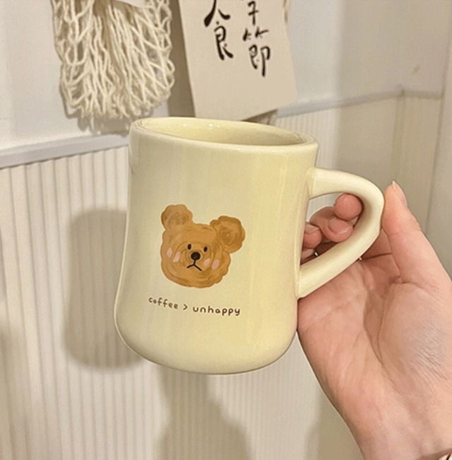 【お取り寄せ】コーヒーカップ 韓国風 陶器 小さなクマ マグカップ