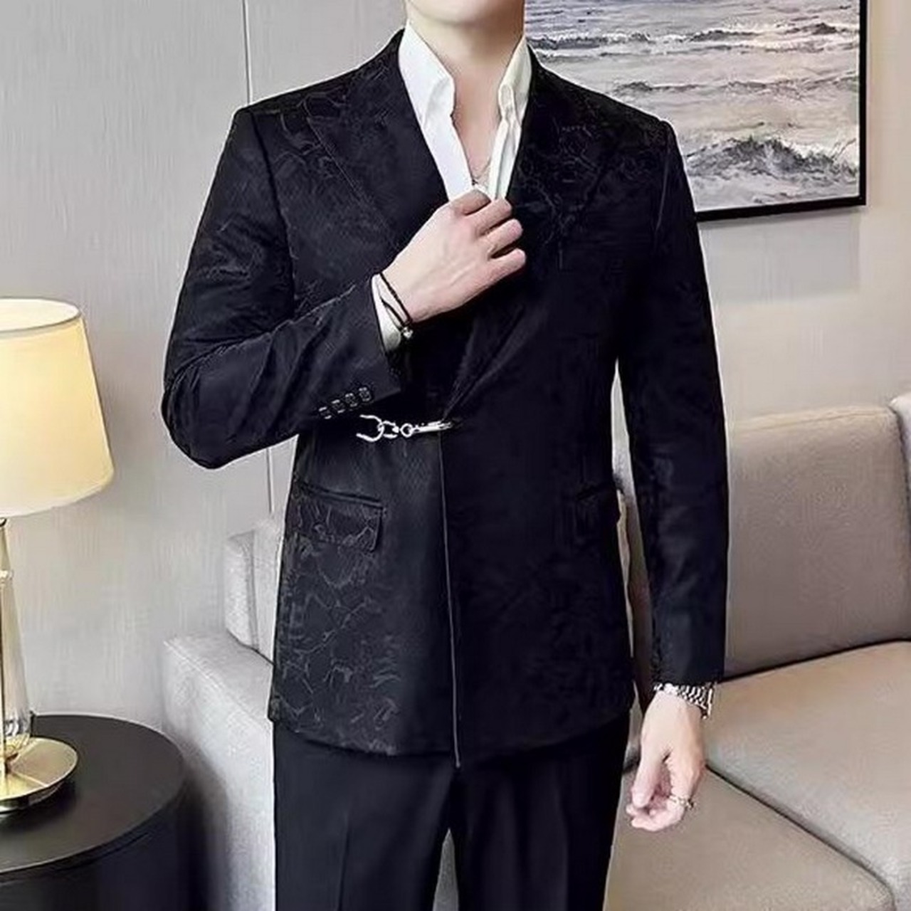 slim fit suit leather jacket 00054