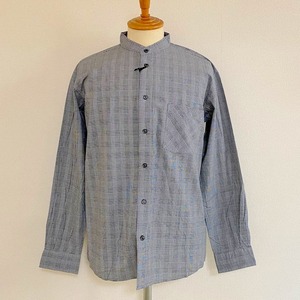 One Wash Band Collar L/S Tapered Shirts　Glen Check Broad