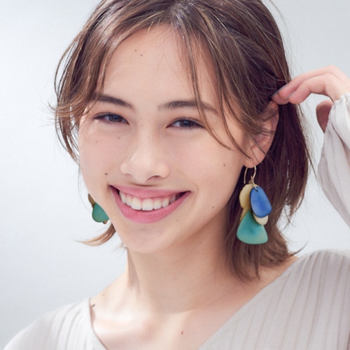 14kgf LAGOON Tagua Nuts layers pierced earringsタグア