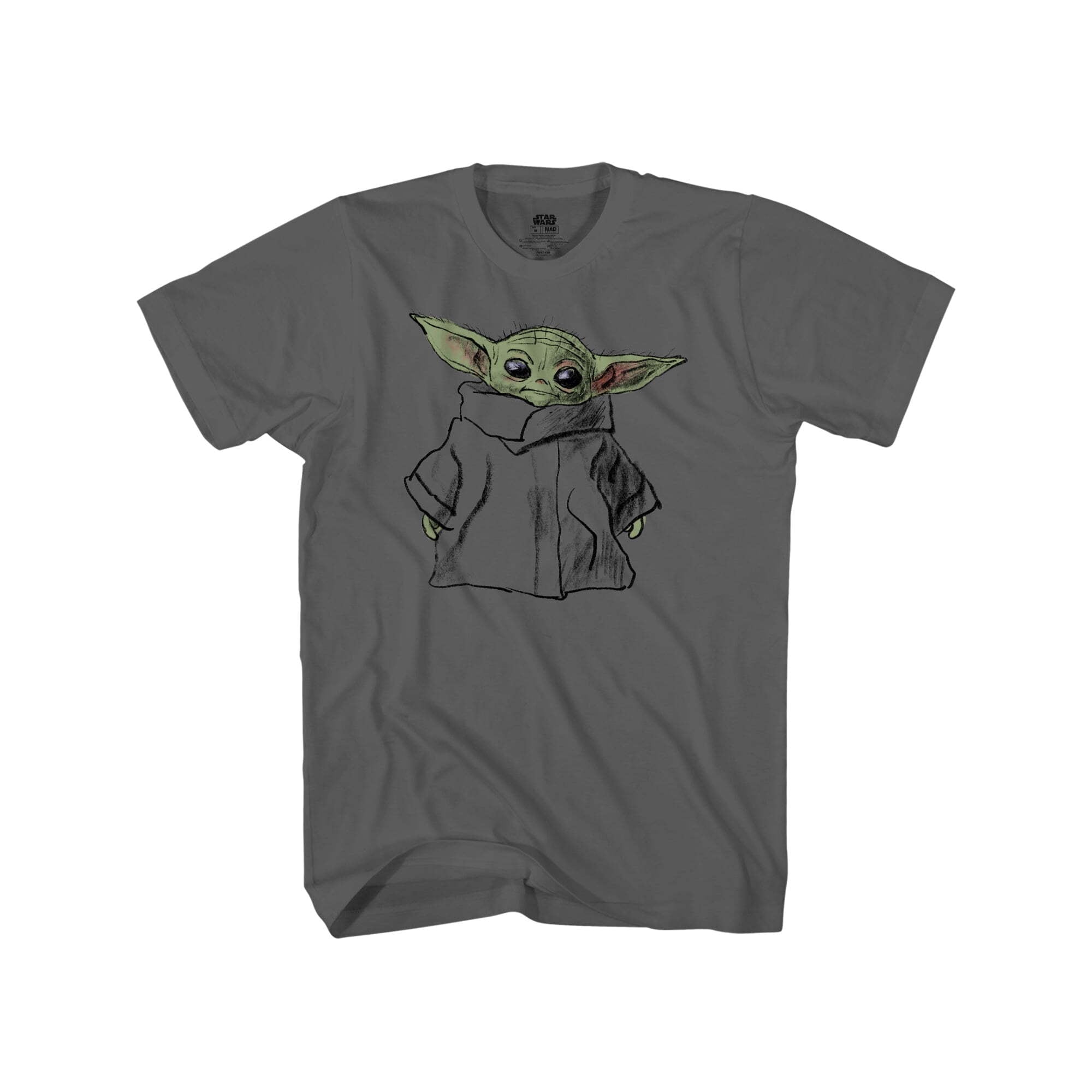 スター・ウォーズ イラスト Tシャツ マンダロリアン グローグー グレー