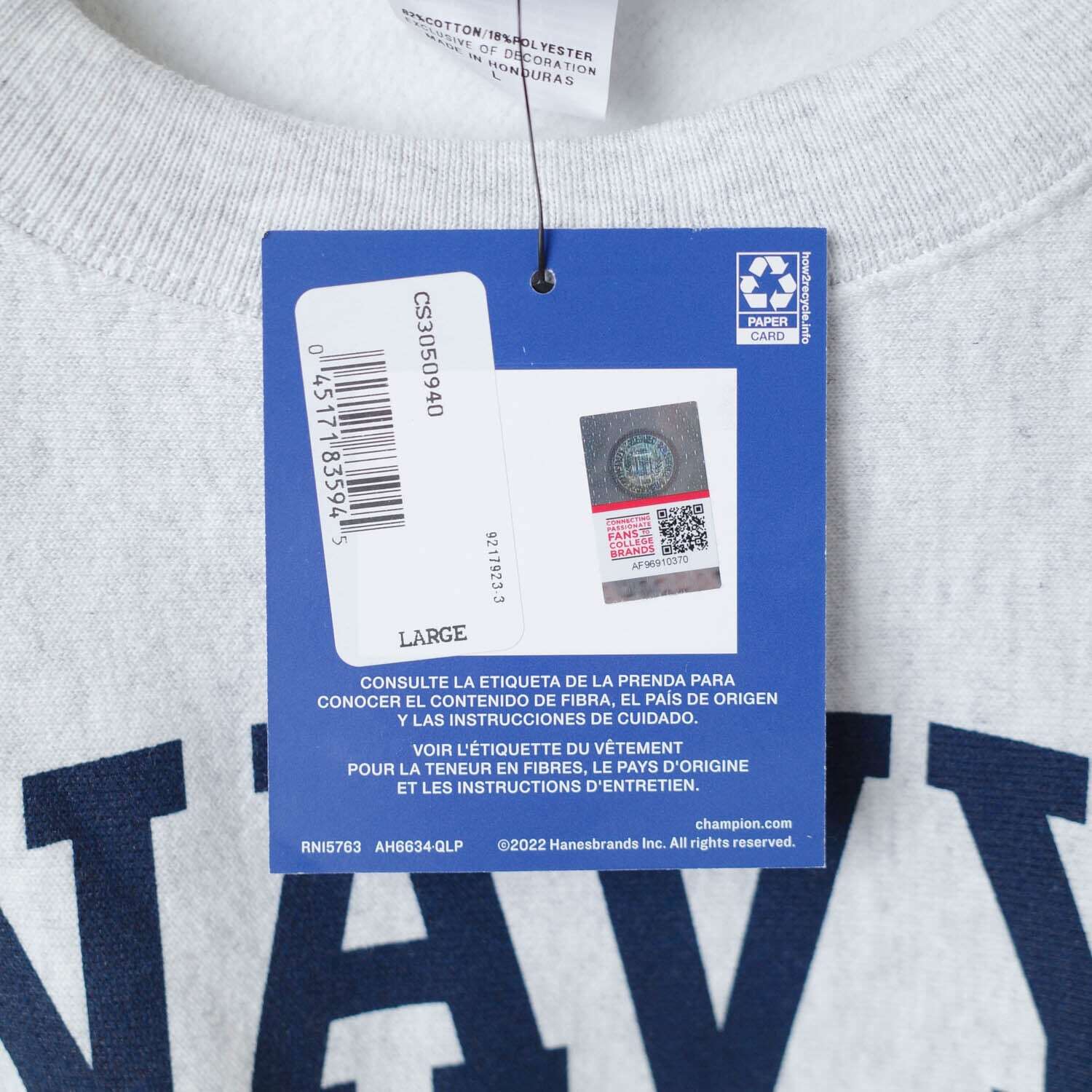 [NEW] CHAMPION USNAVY ISSUE REVERSE WEAVE CREW SWEAT (ASH GRAY)