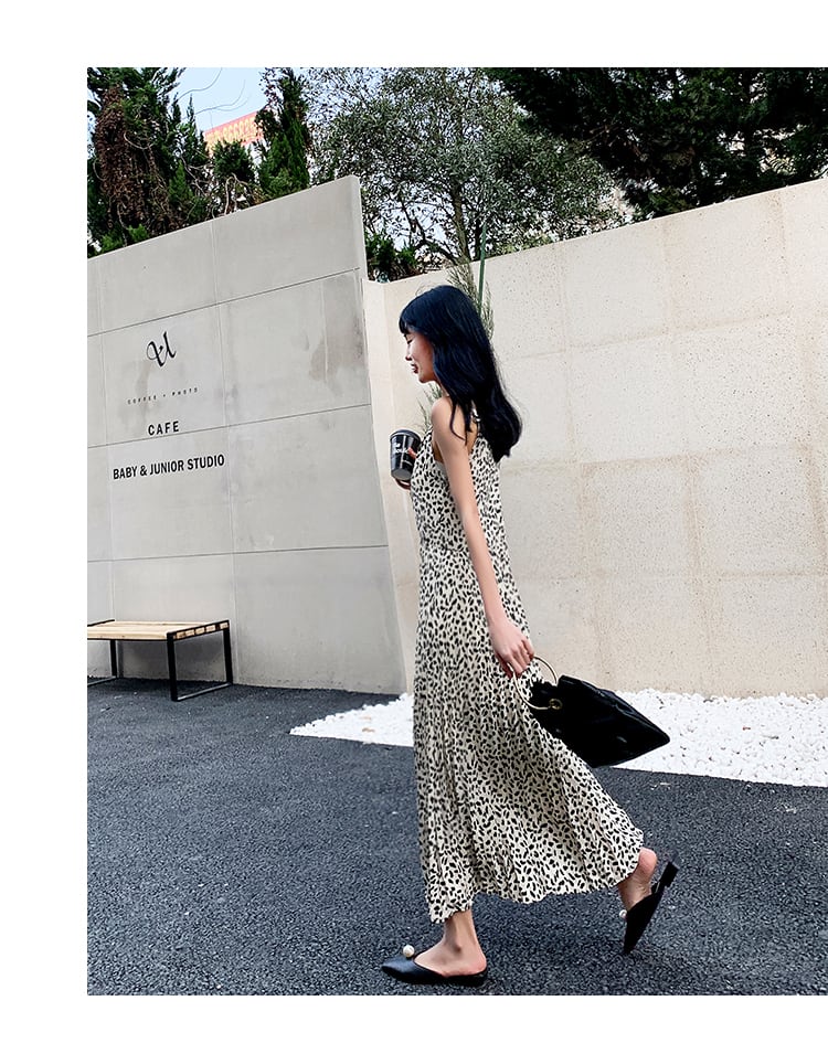 大人セクシー ヒョウ柄ワンピース シフォン ロングワンピース