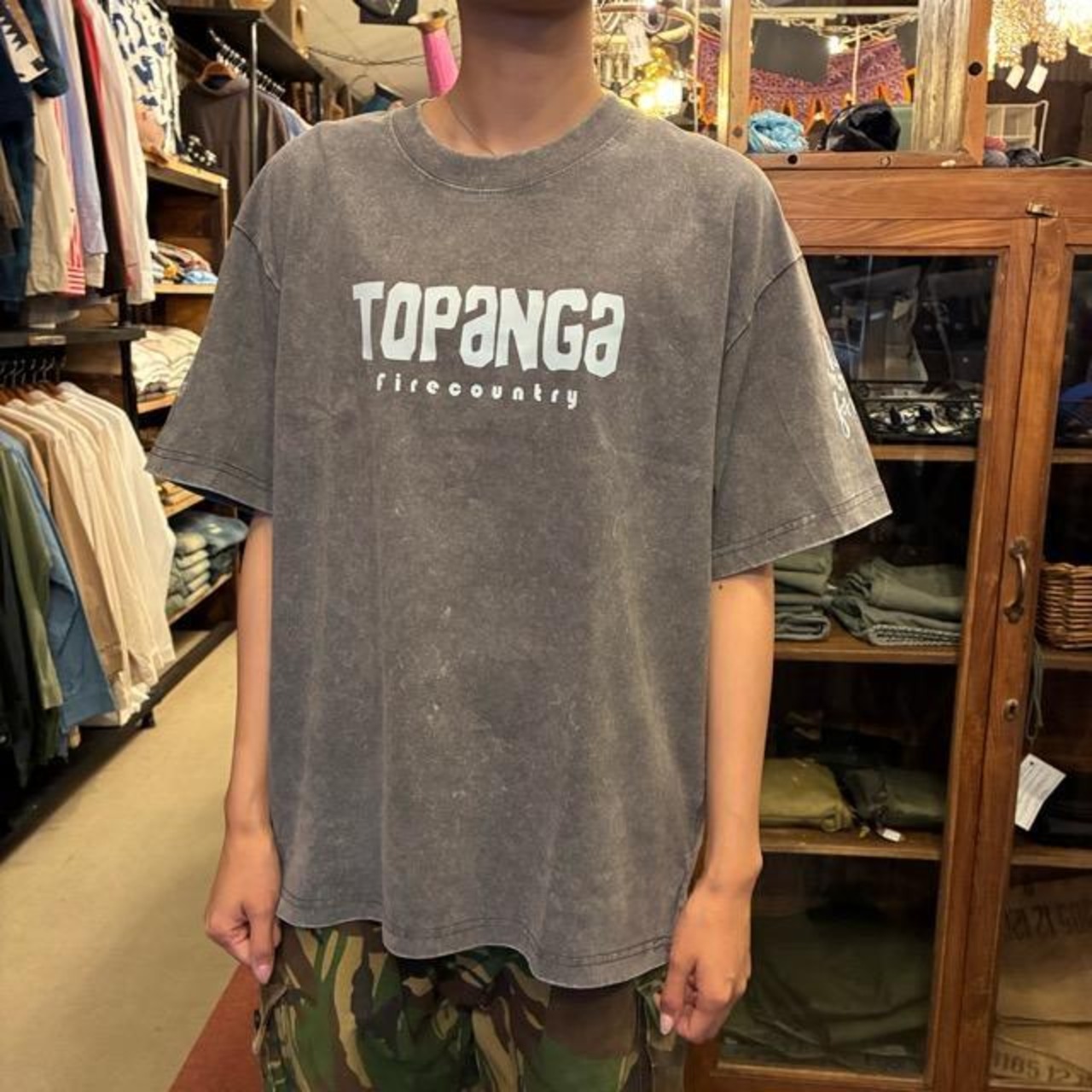 TOPANGA Lady's TOPANGA FIRECOUNTRY Pigment dyed T-shirt Magic is something you make Gray 　ピグメントダイ半袖Tシャツ　マジックイズ　グレー　